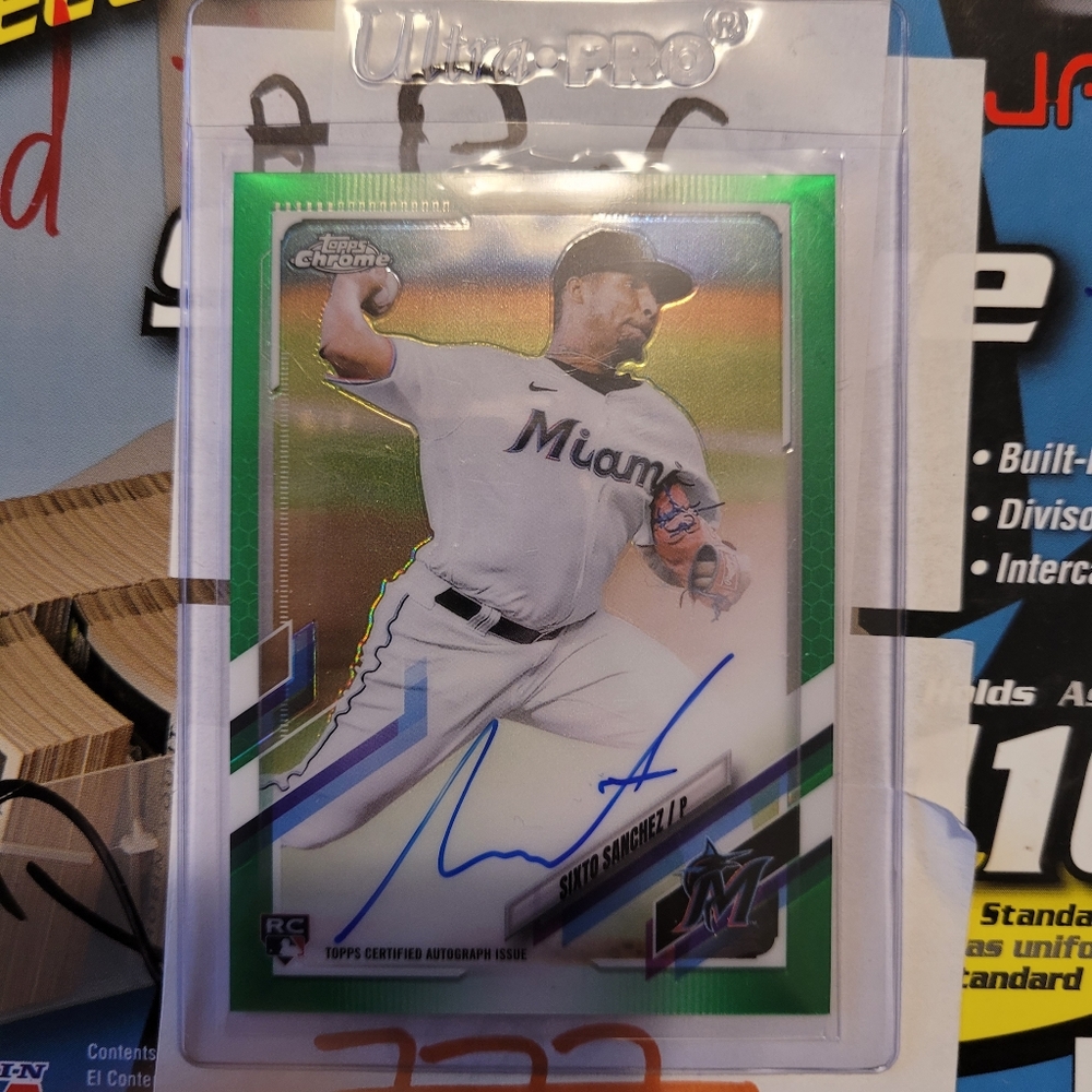 Sixto Sanchez #Ra-ss on card autograph topps chrome green refractor short print